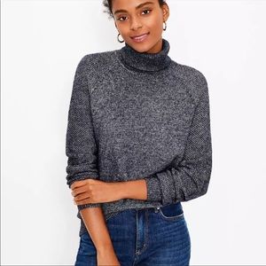 Loft Mixed Stitch Turtleneck Sweater 
Size: M
Color: Navy